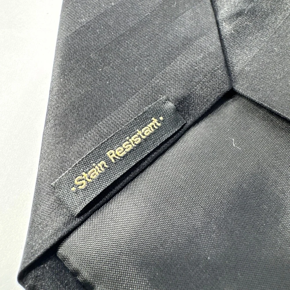 Van Heusen Men's Black Silk Tie Tonal Diagonal Stripe Stain Resistant Handmade